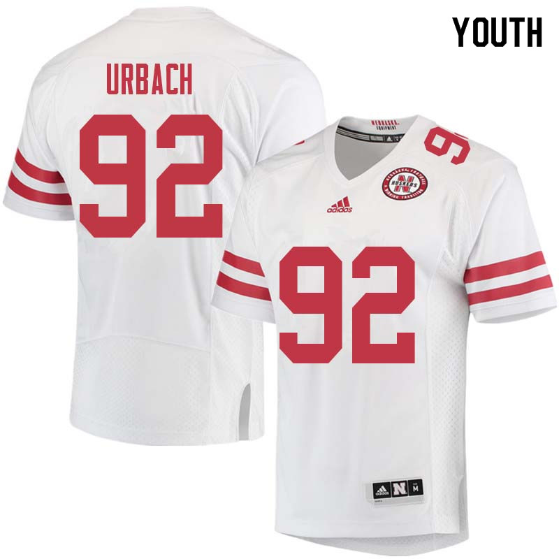 Youth #92 Chase Urbach Nebraska Cornhuskers College Football Jerseys Sale-White - Click Image to Close